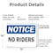 Signmission No Riders, 14 in W x Rectangle, Plastic OS-2PACK-NS-P-1014-L-14781 - alternate 8